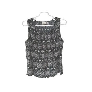 Chico's  Women's Tank Geometric Black White Sleeveless Lightweight Top size 3